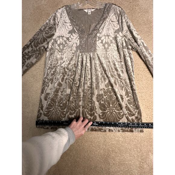 Krazy Kat Velvet Burnout Kimono Sleeve Babydoll Tunic Top Sz L Fairy Whimsigoth - Picture 12 of 16